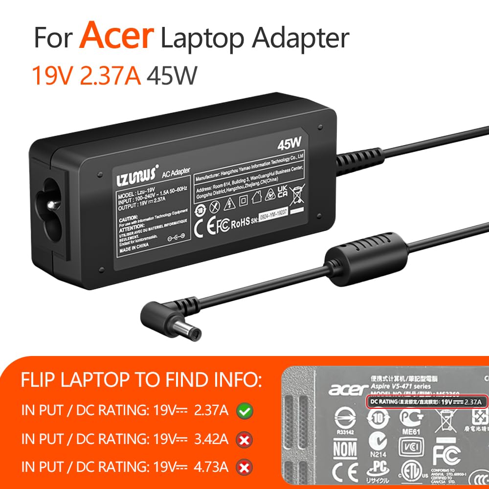 Caricatore AC/DC AbleGrid Per Acer Chromebook C720P-2625 - Alimentatore 5 Ft