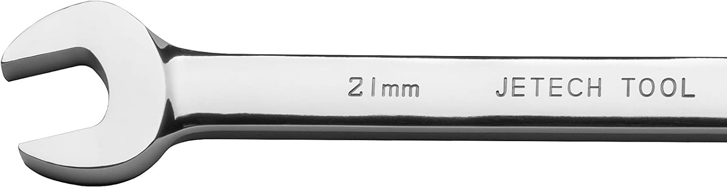 Jetech 21mm Gear Wrench - Metric Industrial Grade Cr-V Steel Ratcheting Combination Wrench, Ratchet Spanner in Polished Chrome Finish - Image 4