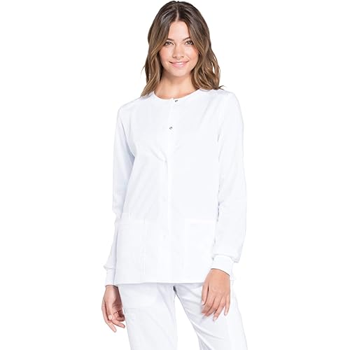 Snap Front Scrub Jackets for Women, Workwear Professionals Soft Stretch WW340