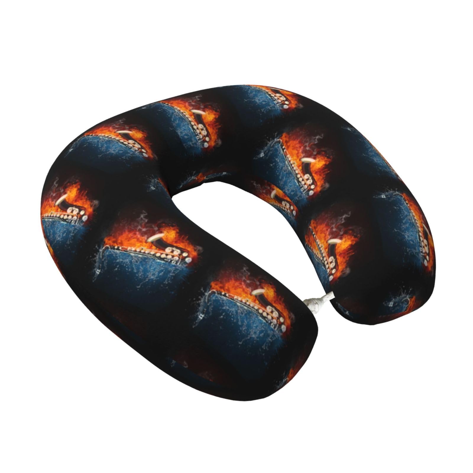 LKYMOH Saxophone In Fire And Water, Travel Neck Pillow U-Shaped Memory Neck Support Soft Comfortable With Washable Cover For Airplane Car Traveling and Office
