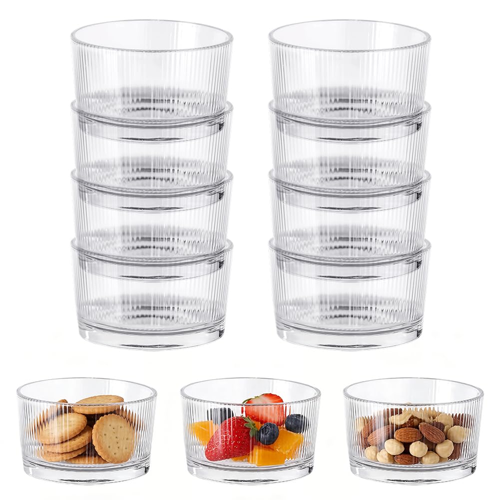 Set di 8 bicchieri da dessert trasparenti da 200 ml, in vetro, perfetti per tiramisu, panna cotta, budino e dessert a strati, ciotola in vetro lavabile in lavastoviglie
