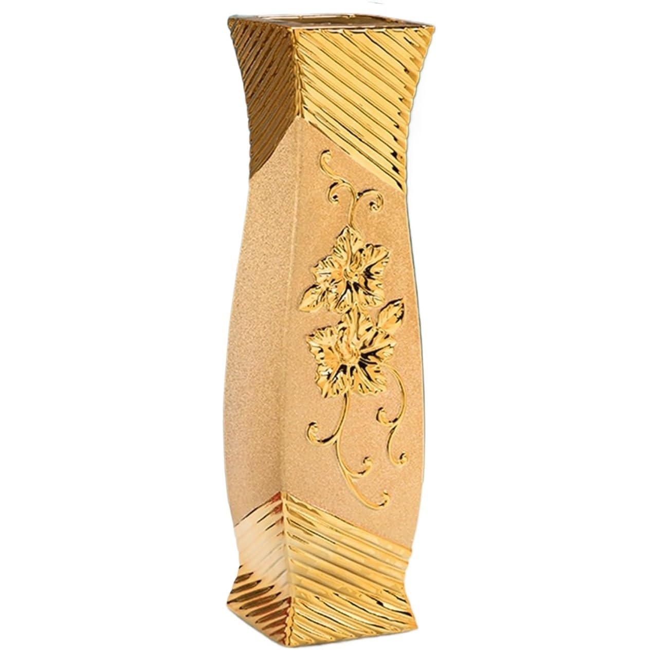 SnamicE Ceramic Vase,Decorative Large Vases,Floor vases,Vases Ceramic Vase, Decorative Gold Large Floor Vase, Tall Vases for Floor, for Decorative Branches and Dried Flowers,Gold-21x60cm