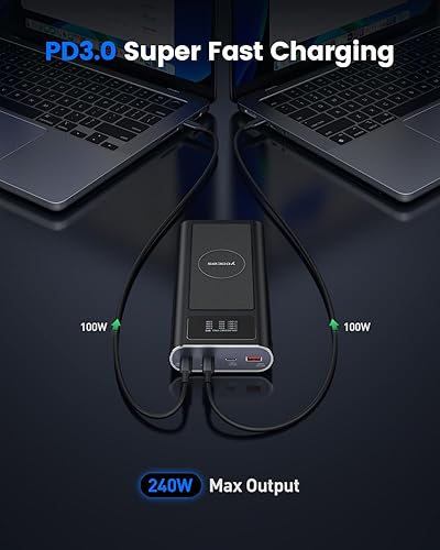 Miniatura 2 de PD 240W Power Bank - Cargador portátil de 25000 mAh con carga de alta velocidad, pantalla digital inteligente de 4 puertos USB CUSB Abatería