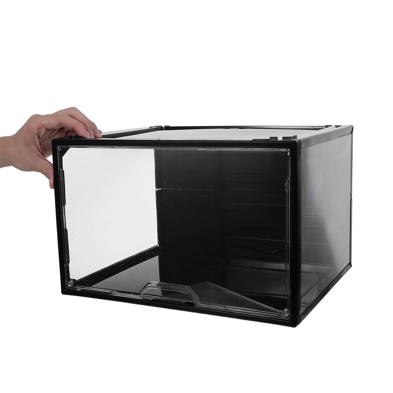 Caja Estructura Apilable de Acrílico Transparente para Zapatos con Apertura Lateral, Resistente Compresión y Diseño Cristalino para Organizar Botas y Zapatillas Armario o Entrada