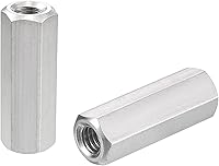 Vista 6 de uxcell Tuerca de acoplamiento hexagonal métrica de acero inoxidable 304 M5 x 0.8 de paso de 0.394 in de longitud, paquete de 5