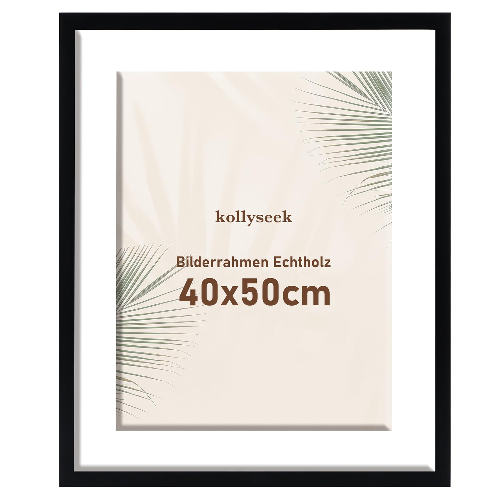 kollyseek Picture Frame 40 x 50 cm Real Wood with Mount Wooden Frame with Acrylic Glass Pine Wood Photo Frame with Shatterproof Acrylic Glass Panels Picture Frame Black Room Decoration
