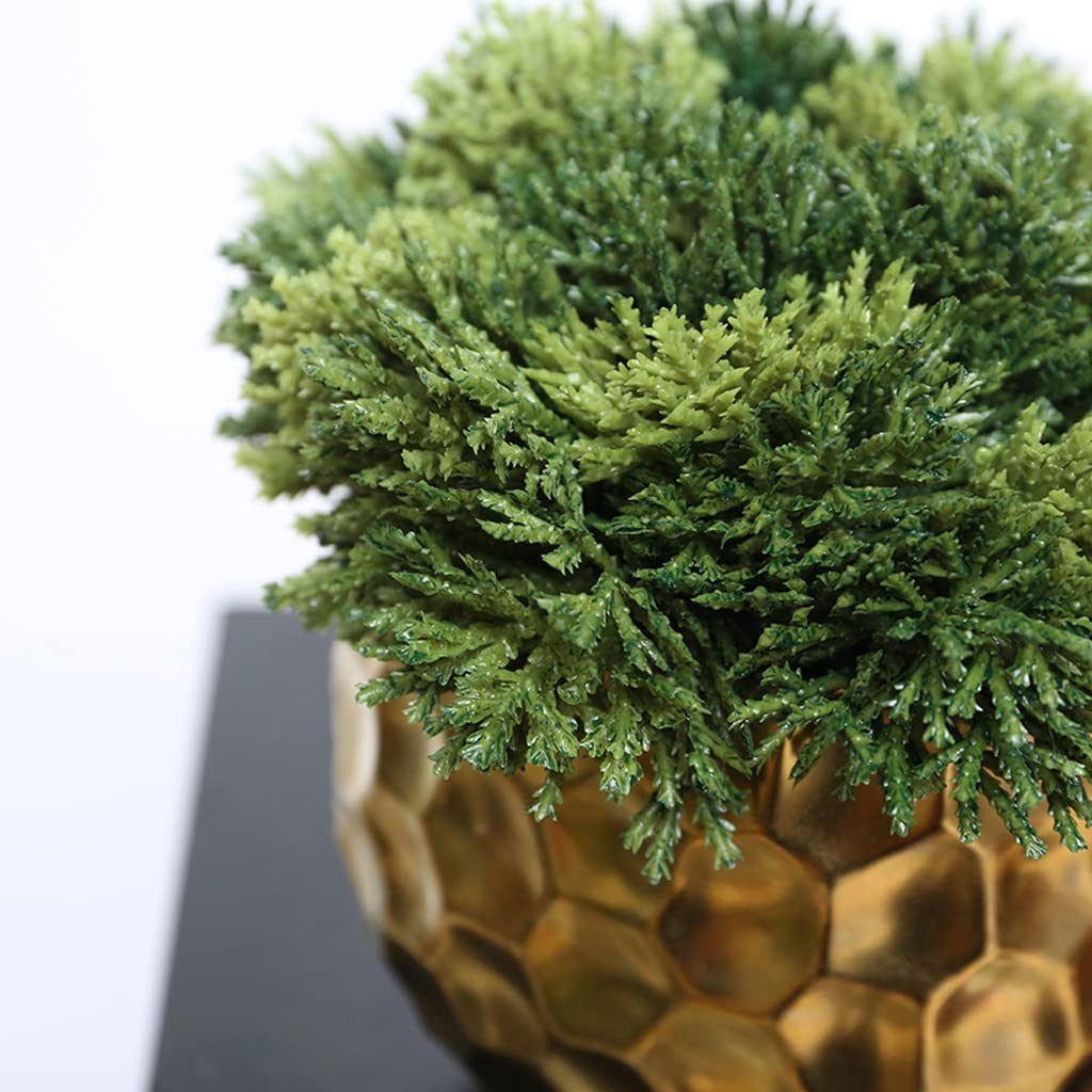 Árbol bonsái Artificial pequeño, simulación de bonsái, hoja de tuya, planta Verde, Dispositivo de Flores doradas, hogar, Sala de estar, oficina, escritorio, adornos pequeños en Mac