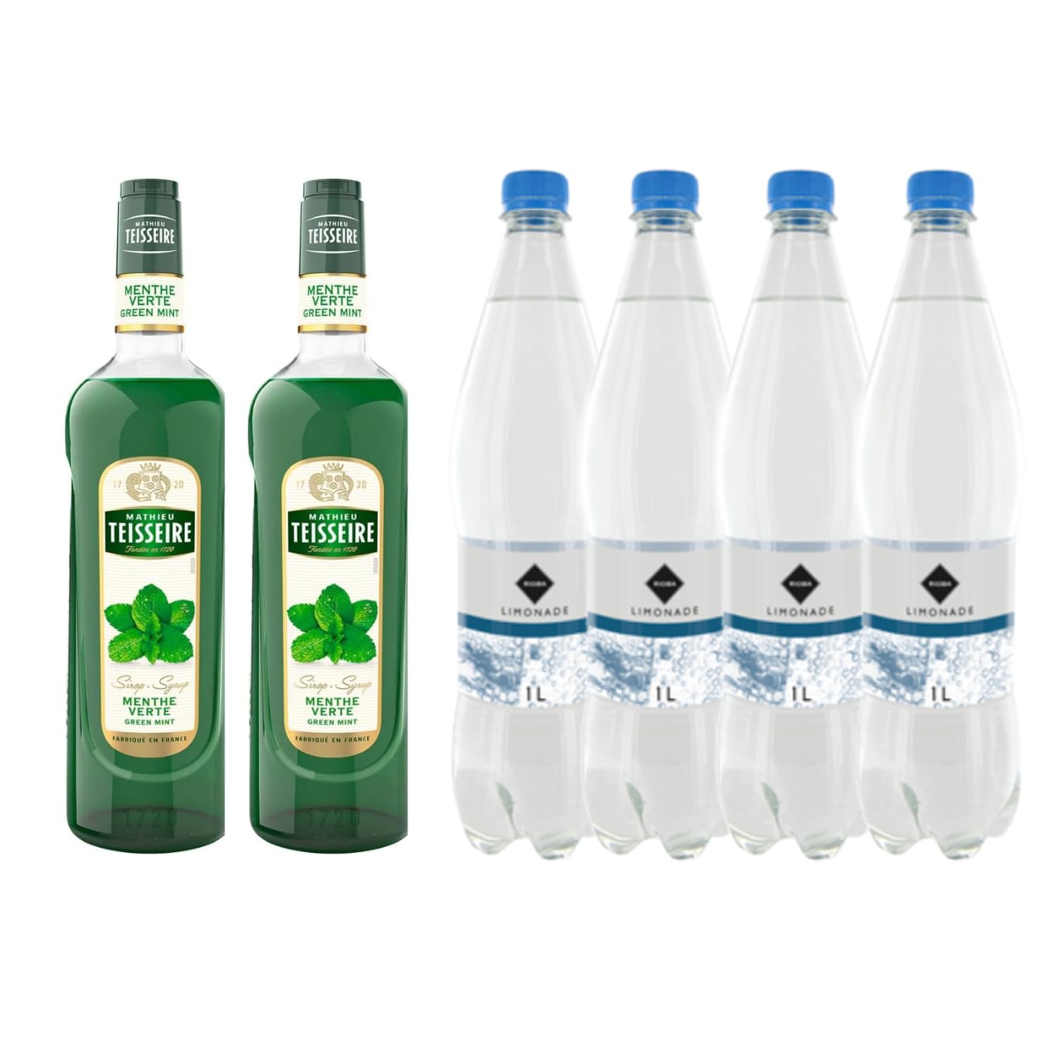 Lot Sciroppi & Limonata:Sciroppi Teisseire - Menta verdi (2x1L) – Limonata Rioba (4x1L)
