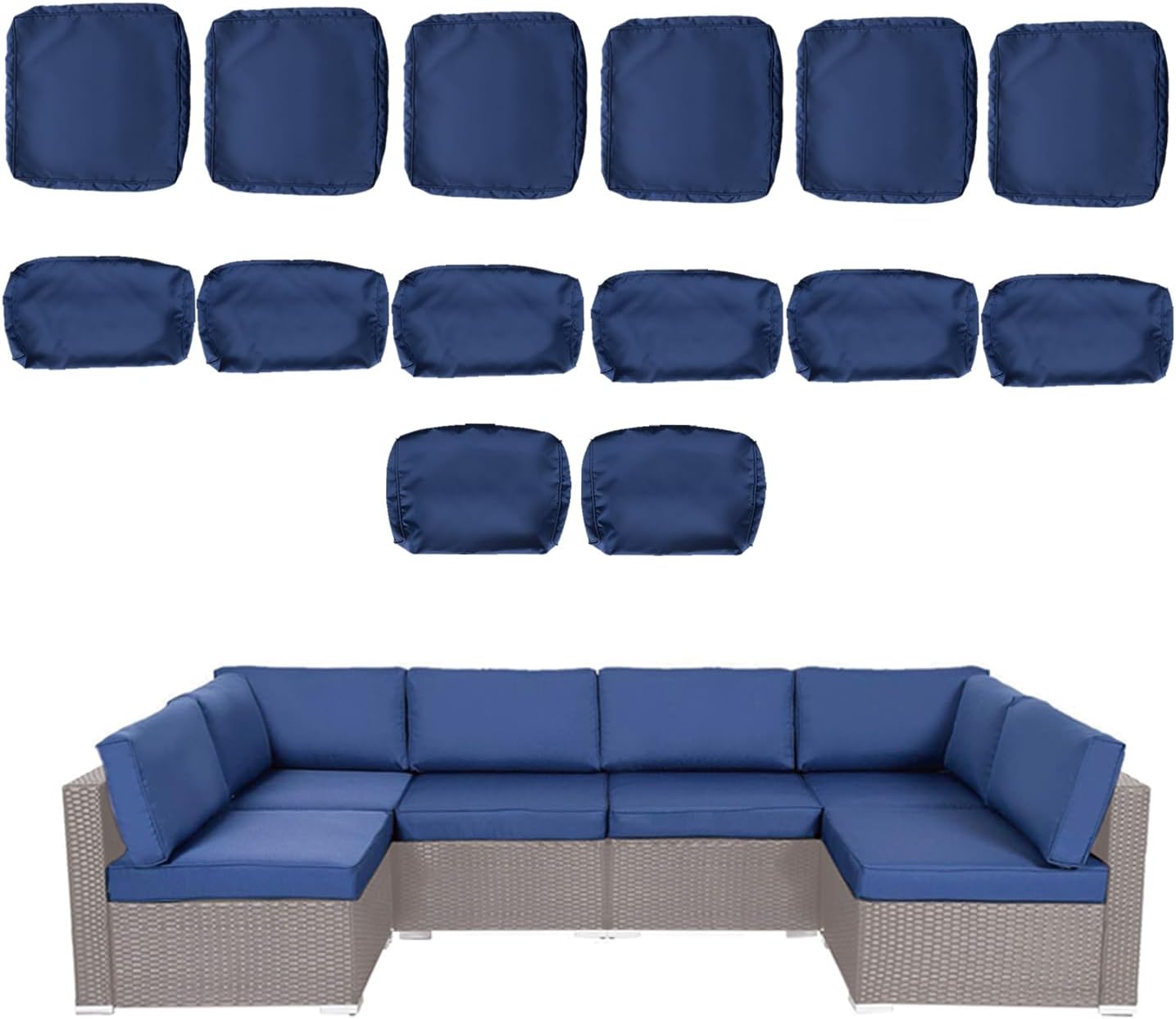 kinbor Patio Cushion Covers Replacement 14 Piece Outdoor
