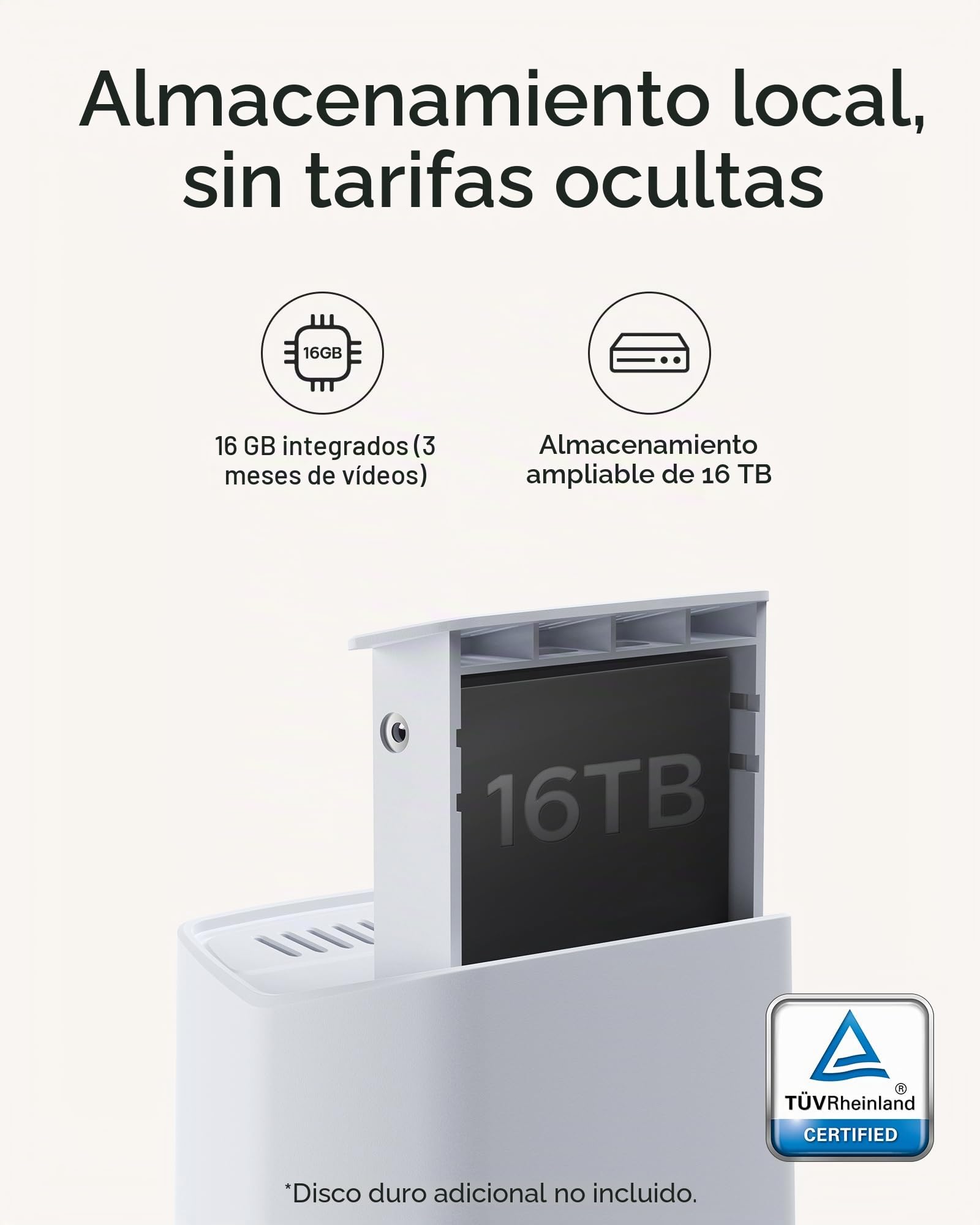 Baseus Cámara de Seguridad para Exterior Solar Inalámbrica 16TB Almacenamiento Expandible, Energía Eterna, IP67, Visión Nocturna, Cámara 2K de Vigilancia WiFi con Panel Solar, 16GB de Almacenamiento