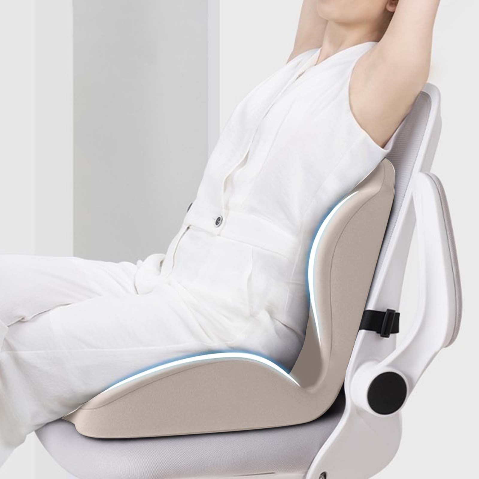 Cuscino in memory foam a forma di L con supporto lombare, cuscino ergonomico per sedia da ufficio per casa, auto, sedia a rotelle e sedie da ufficio, comfort e supporto