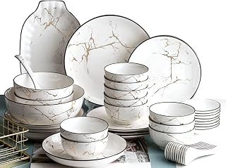 weining Plate Set – Kitchen Tableware Set,Ceramics Bowl and Plate Set 52-Piece Glaze Dinnerware Set, Suitable for Hotel Dinners and Family Banquet