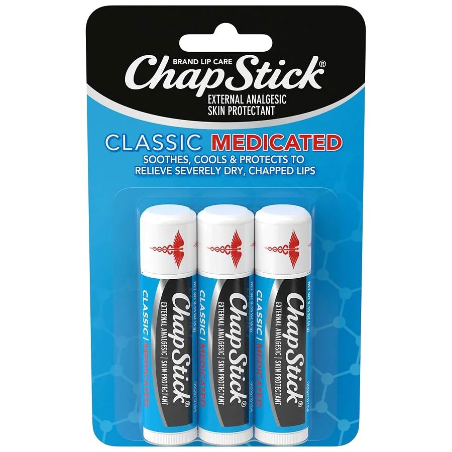 ChapStick Classic Medicated Lip Balm & Skin Protectant (3 Pack)