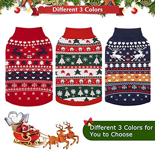 Pupteck Christmas Dog Sweaters For Cold Weather, Soft Warm Winter Coat Knitted Dog Clothes For Small Medium Large Doggies Puppy Indoor Outdoor Walking, Colorful Design, Classic #TOP4
