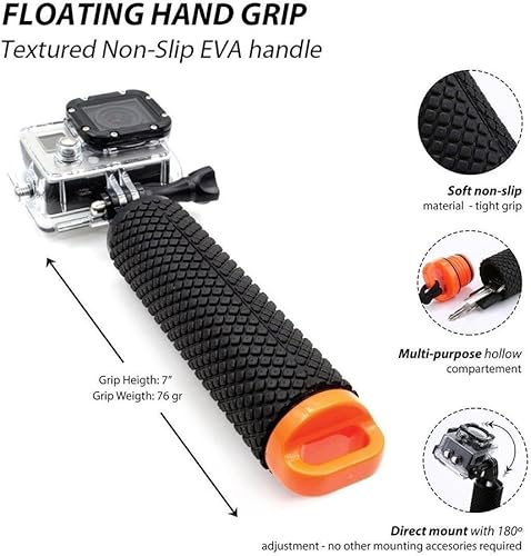Miniatura 3 de Manija flotante de mano, poste monopie subacuático compatible con cámaras de acción DJI OSMO y otras cámaras deportivas, naranja