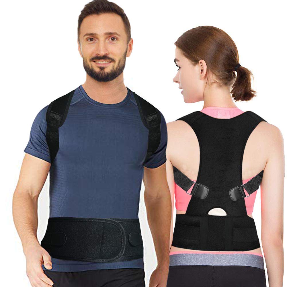 Back Brace Posture Corrector - Breathable Neoprene Upper Back Brace, Adjustable Lumbar Shoulder Support Belt Strap, for Relief Back Pain