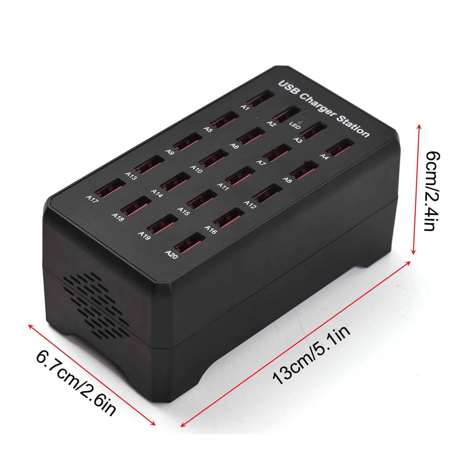 docooler Caricatore USB C Blocco di porte multiple Caricatore USB intelligente da 20 porte da 100 W Caricatore rapido USB C Hub di ricarica USB per più dispositivi Protezione di sicurezza