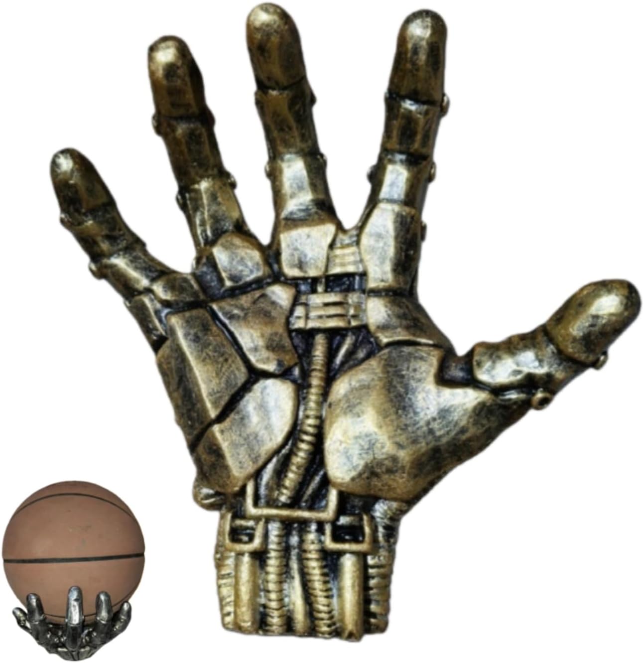 Mechanical Hand Wall Mounted Holder,Punk Style Garage Basketball Rack,Hand-Shaped Ball Storage Rack for Basketball Soccer Punk Steampunk Garage and Game Room Wall Decor