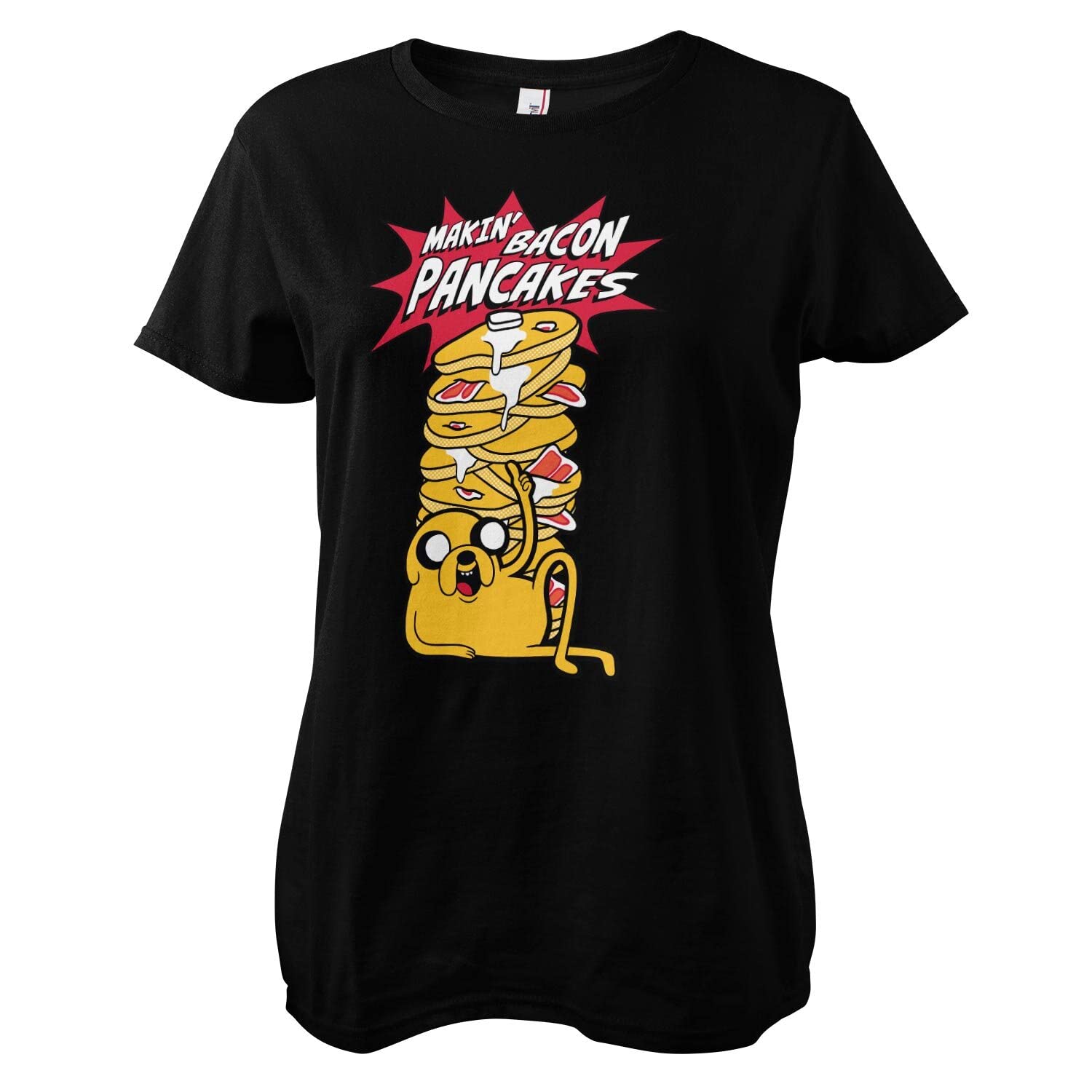 Adventure Time Women's Black Officially Licensed Makin' Bacon Pancakes T-Shirt (Black), Small