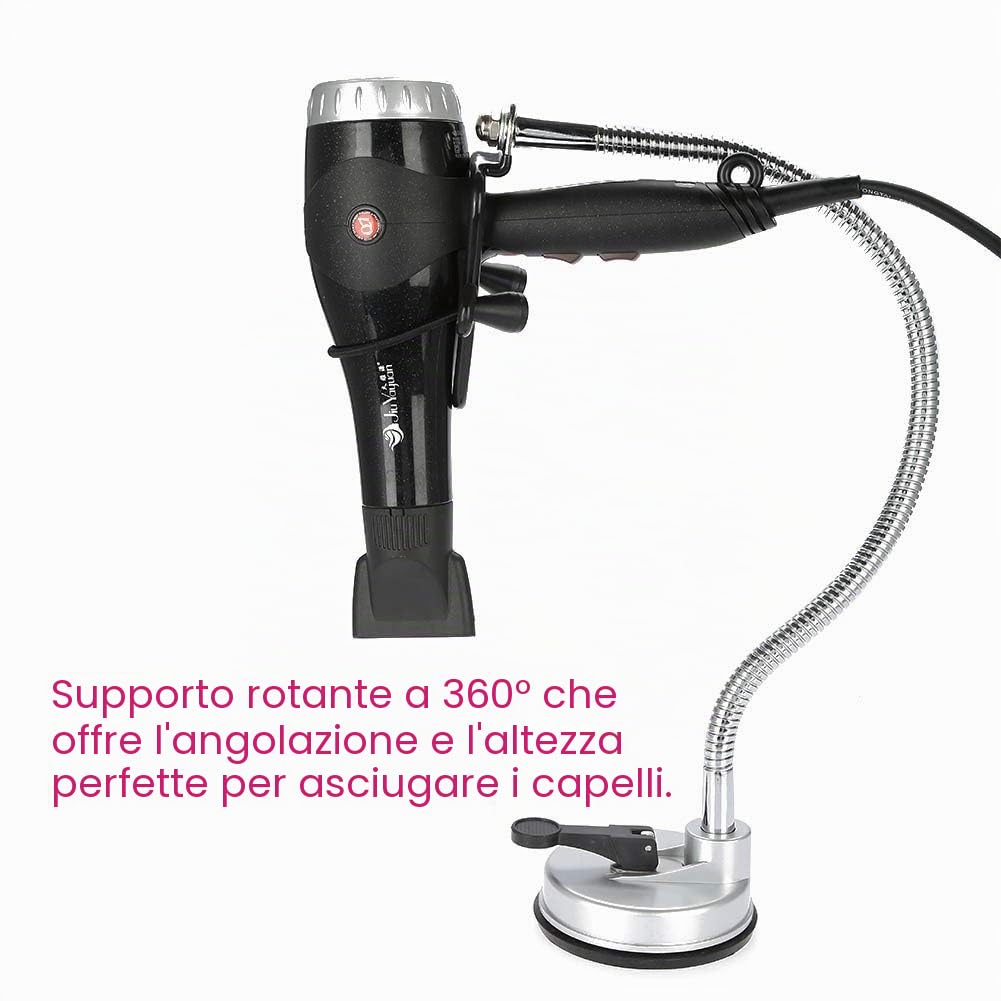 Supporto universale per asciugacapelli girevole 360° parete e tavolo multifunzione per capelli unghie e animali domestici