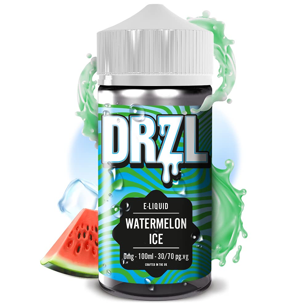 Vape Liquid, 100ml, Vape Juice, E Cigarette, for Vape Kits, Vape Gifts, Sub Ohm Ecig, No Nicotine, Shortfill, Premium [Watermelon Ice] Flavour E Liquid 70/30 0mg (by Drzl)