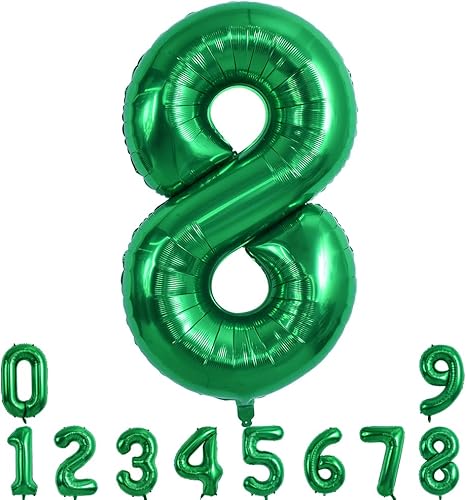 Vista 58 de TONIFUL Globo digital 2 verde de 40 pulgadas para decoración de cumpleaños, boda, fiesta de aniversario Número 2