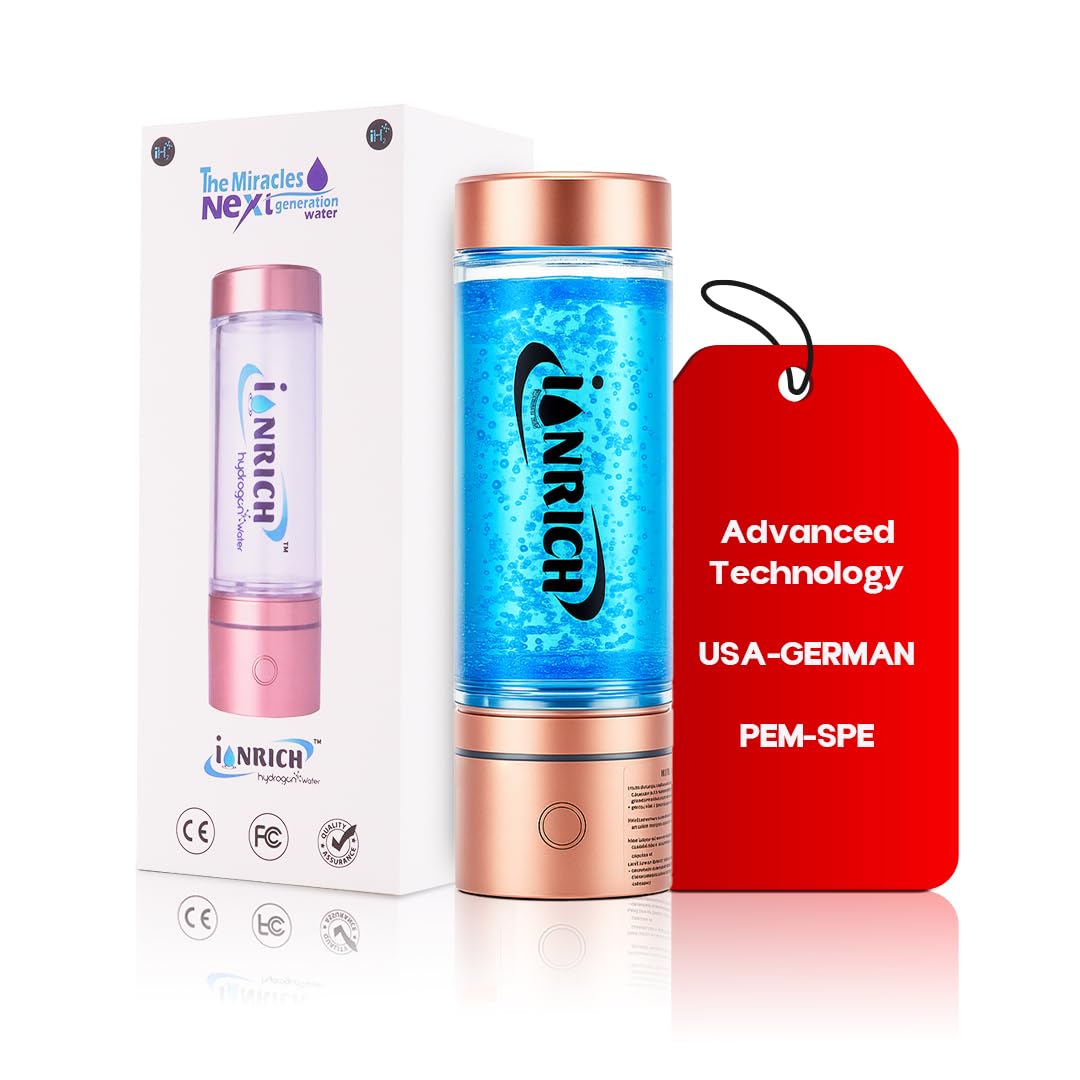 Bottle- SPE-PEM Technology Platinum Plates No Chlorine Mixing -ORP -300 to -600 Hydrogen Purity 99.96% Upto 5000 ppb Drink Hydrogen Water Anytime Anywhere Get Health Benefits