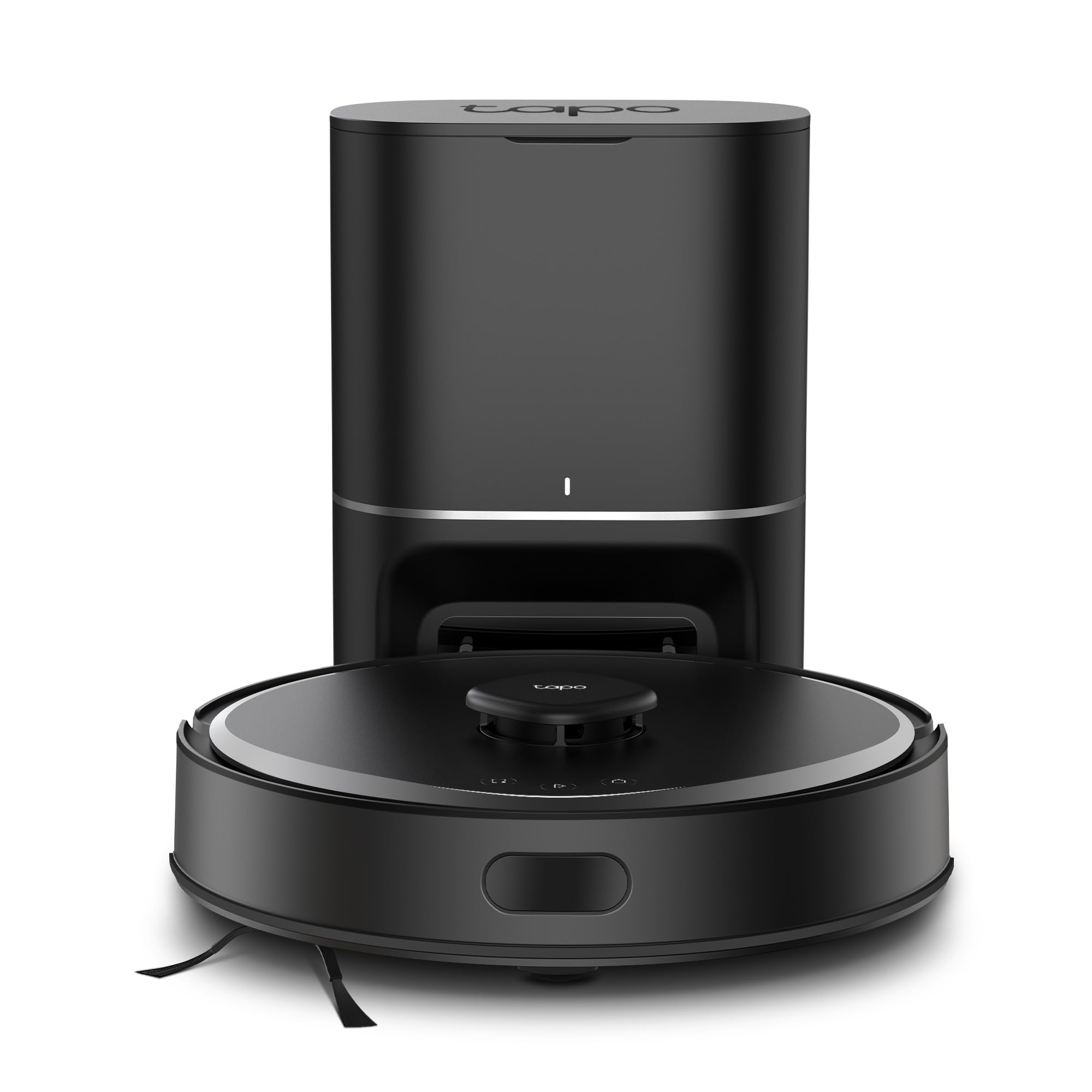 Tapo RV30 Max Plus Robot Aspirapolvere Lavapavimenti con Mappatura 5300Pa, Svuotamento Automatico Polvere 3L, Doppia Navigazione LiDAR +IMU, Zone No-Go e Muri Virtuali, Controllo APP&Alexa&Google