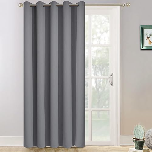 Yakamok Panel de Cortina Térmica Opaca Ancha para Puerta de Patio, Cortinas Aislantes con Ojales para Puerta Corrediza, Cortinas Extra Anchas para