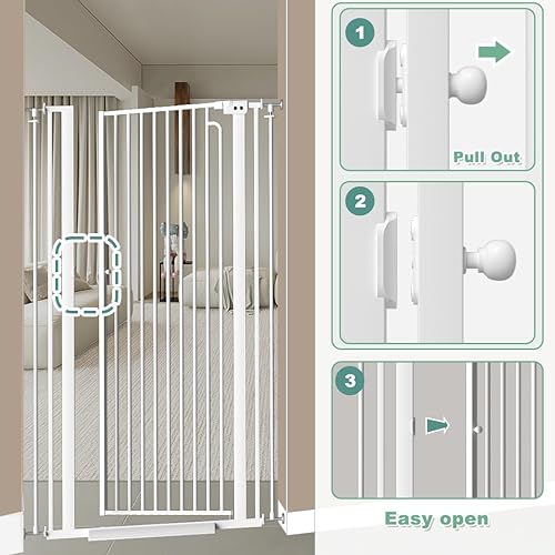 Miniatura 5 de Puerta para gatos extra alta de 57 pulgadas para puerta, 29.5-33.8 pulgadas de ancho, puerta de bebé extra alta para perros, puerta ancha de