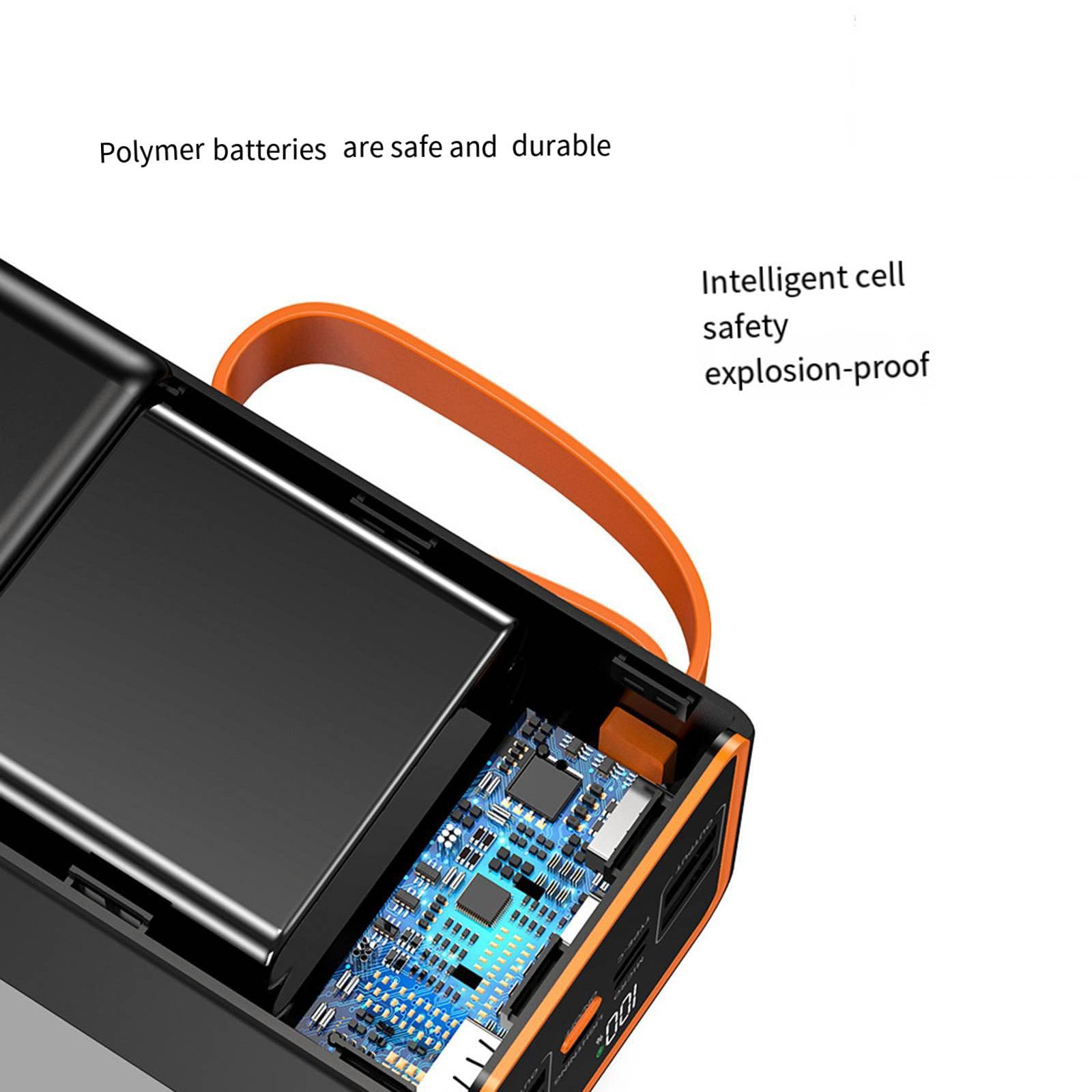 RIDAEX Banco al Aire Libre portátil del Poder del teléfono móvil de Carga súper rápida de la Capacidad 66W de Gran Capacidad 50000 Mah del Banco del Poder,White-90000mAh