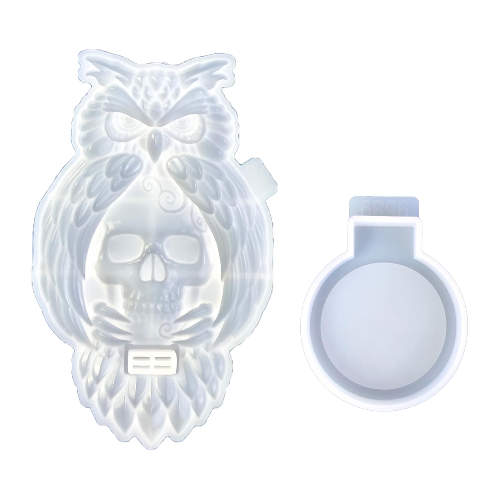 vsilay Owl Skull Candle Holder Silicone Mold for DIY Halloween Decorations Durable Epoxy Resin Molud for Candlestick Making