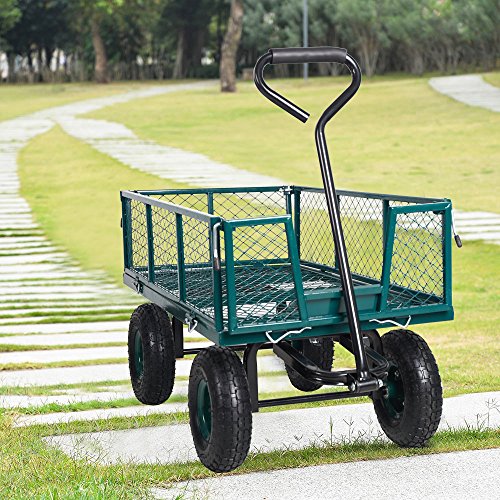 Dporticus Four-Wheel Trailer Large Folding Wagon Side Cart 560Lbs Load Capacity, Handling Truck Pull For Outdoor Garden Warehouse Beach #TOP1