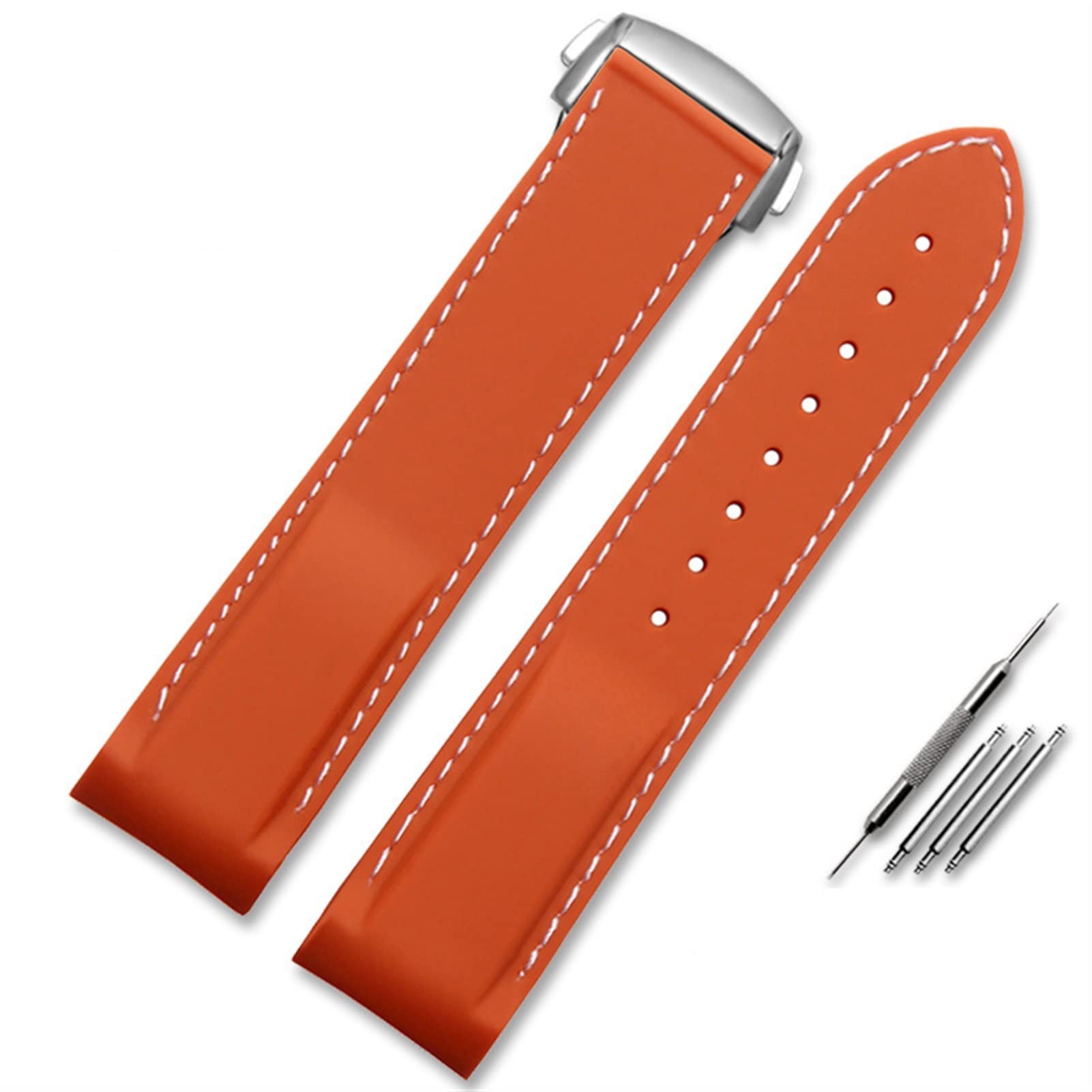 Nadaje się do Omega Watchband 20 mm 22 mm silikonowy opaska ze zegarkiem ze składanym zapięciem zakrzywione paski Wristrubber