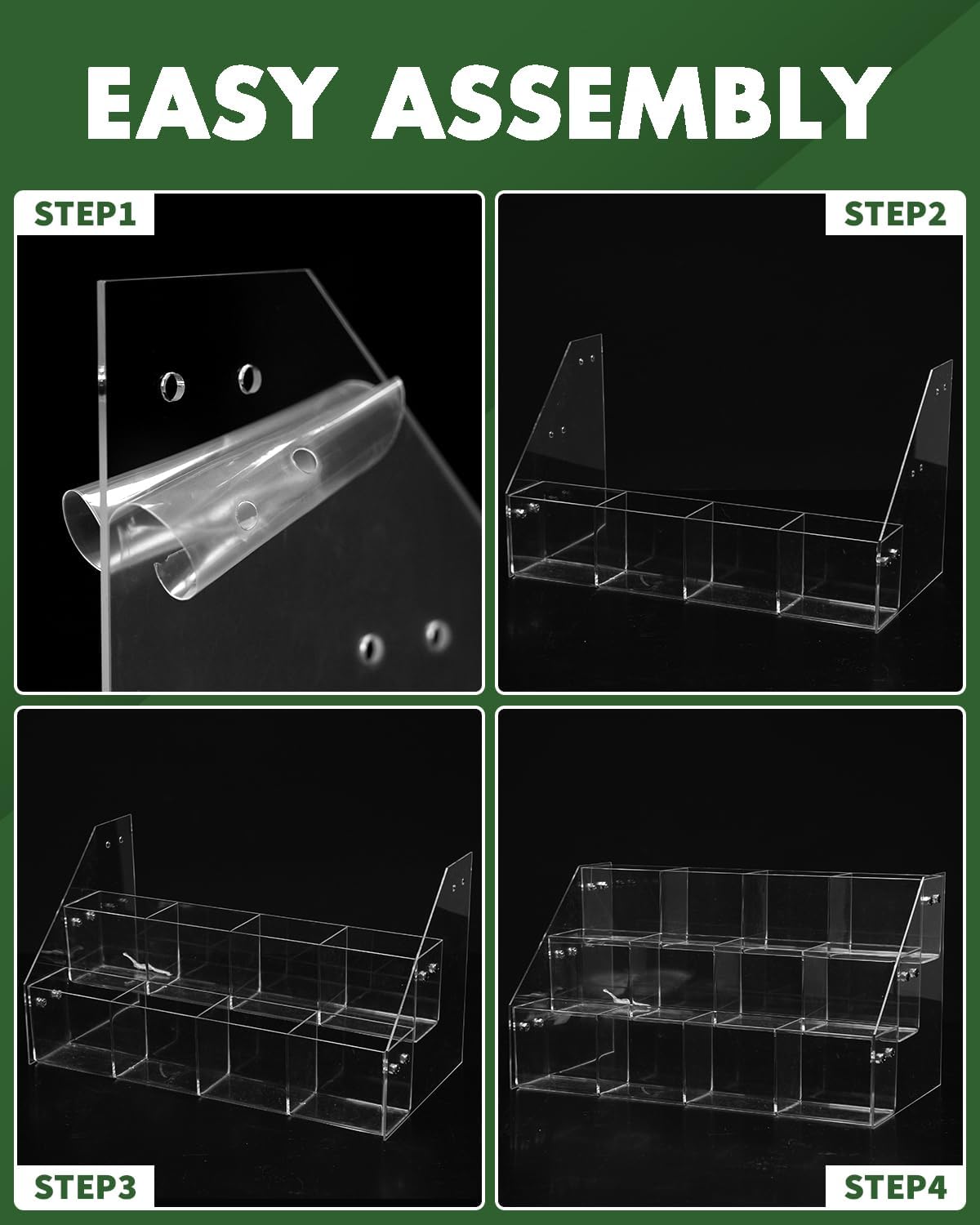 UCEC Clear Acrylic Sticker Display Stand, 3-Tier 12 Pockets Acrylic Card Display & Sticker Organizer, Essential Portable Organizer for On-the-Go Professionals, Tradeshows, Retail, and Supplier Events