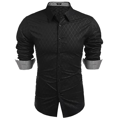 COOFANDY Men's Business Dress Shirt Long Sleeve Slim Fit Casual Button Down Shirt