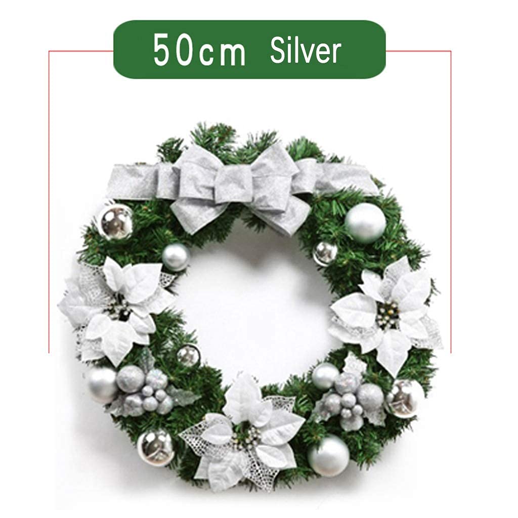 Amazon.co.jp: 50 / 60cmクリスマスリース、リボン、窓飾り、シルバー