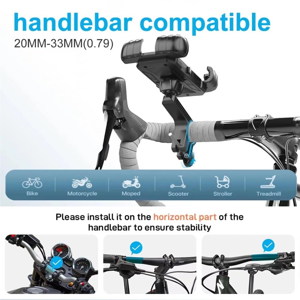 Supporto Telefono Moto Bici 360° Antishock Con Clip GPS Per Smartphone 4.7-7 Pollici