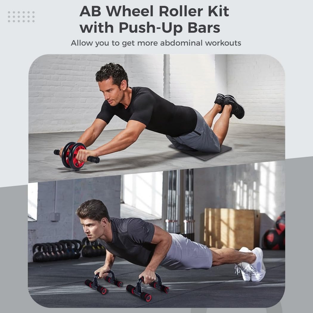 Bauchmuskel-Set mit Push-Up, Core Sliders & Knieschützern für Bauch- und Ganzkörpertraining