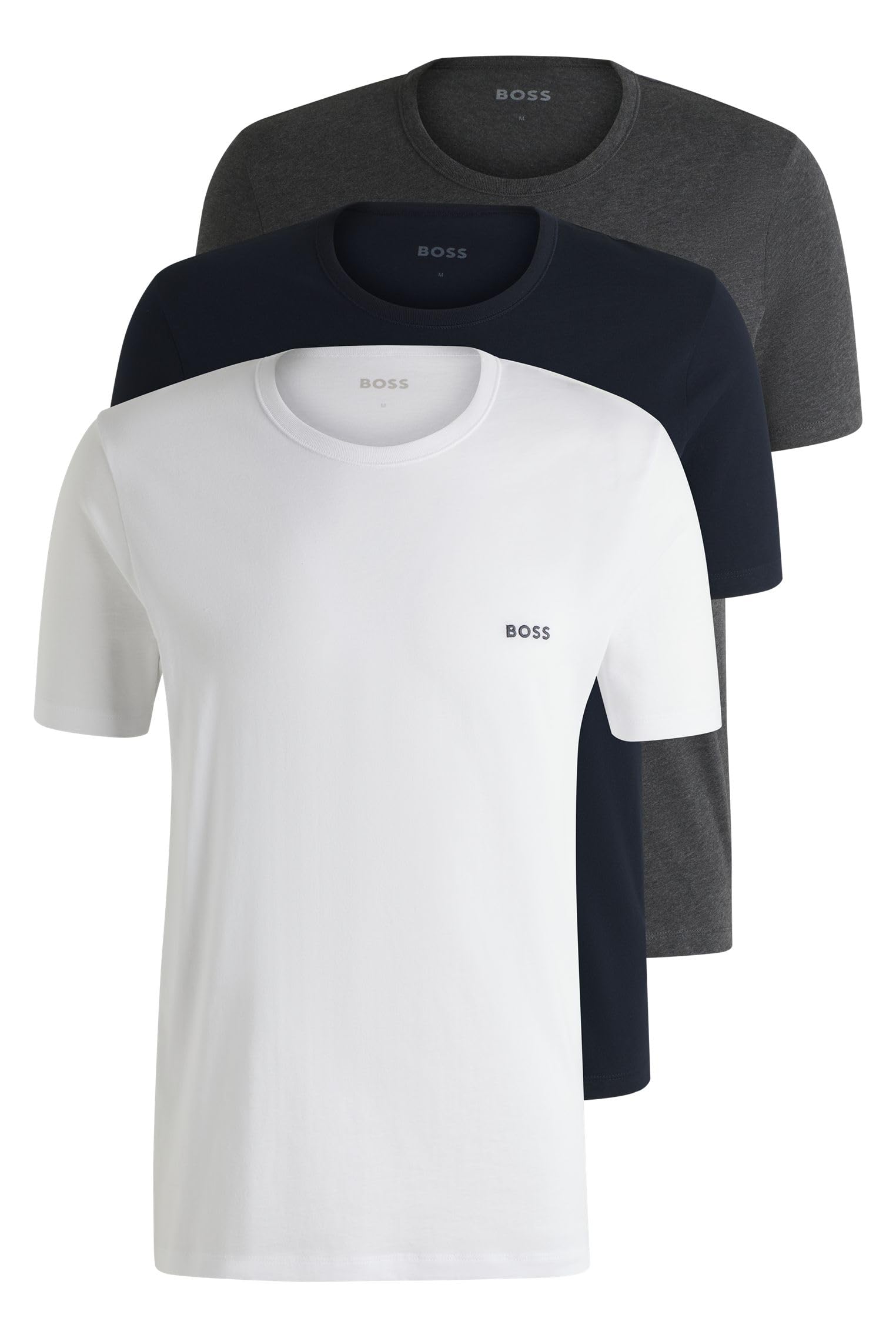 Boss Men's Open Miscellaneous Tshirt Rn 3P Classic Three-Pack Of Cotton Underwear T-Shirts With Logos