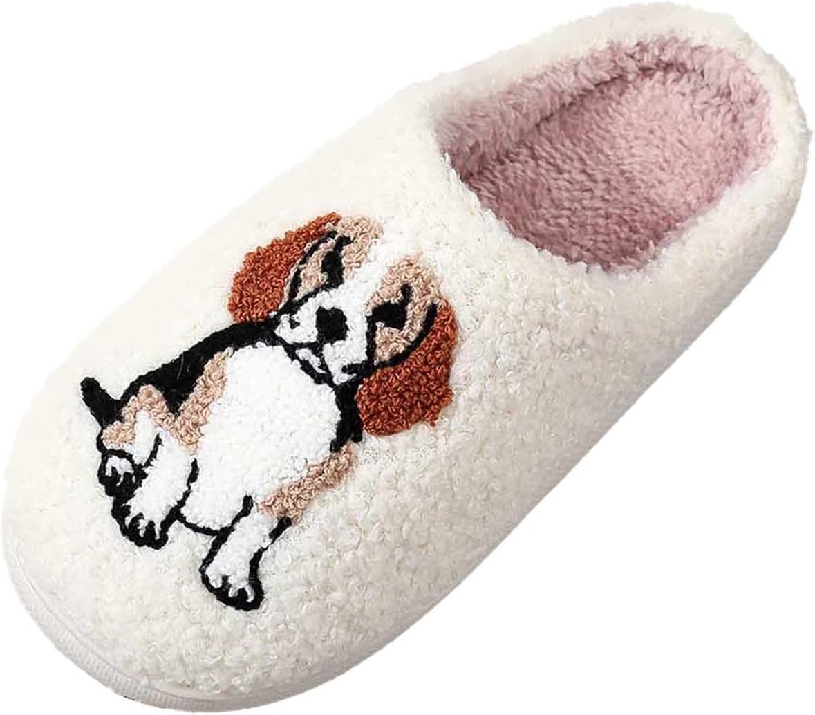 Womens Slippers, Women'S Cozy Cartoon Dog Design Slippers Soft Memory Foam Indoor Home Slides For Ladies Comfortable Warm Fuzzy