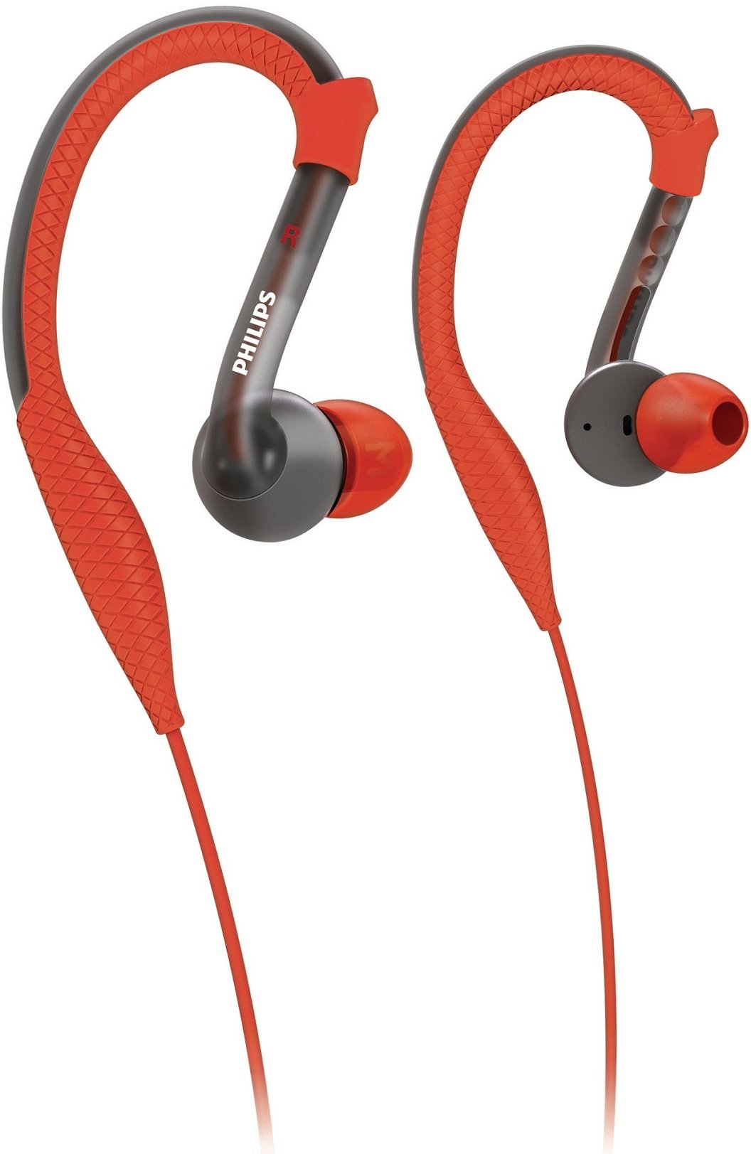 Philips SHQ3200/10 ActionFit Washable Ultra Light Sports Headphones, Earhooks - Red/Black