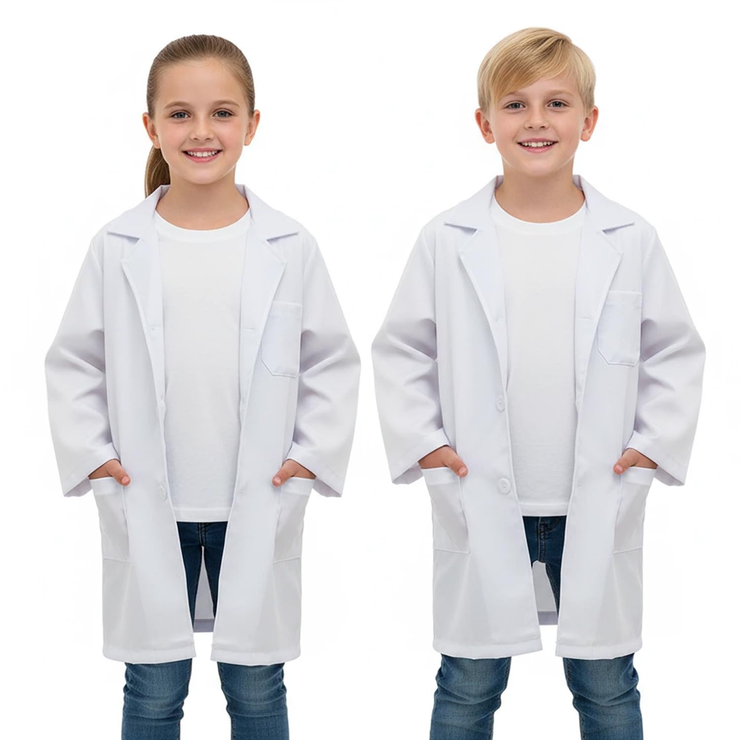HISUNBEN Child's White Lab Coat for Kids, Scientist Doctor Costume, Unisex Cotton Medical Dress Up, Halloween Cosplay-L โ image 1