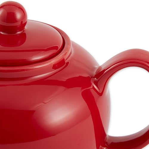 Miniatura 2 de RSVP International Stoneware - Tetera de cerámica, apta para microondas y lavavajillas, 16 onzas, color rojo