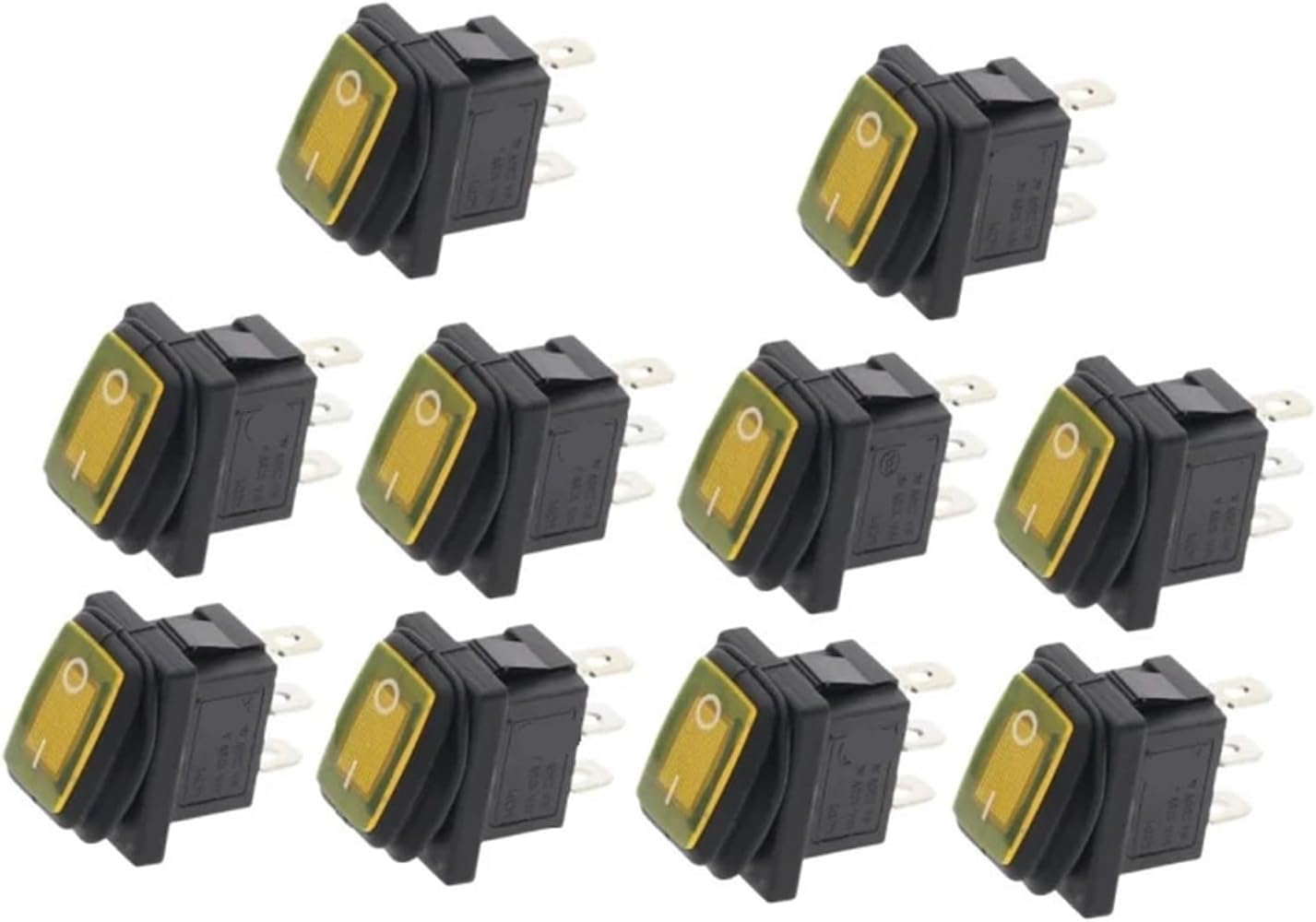 10pcs 2D3P-YELLOW NO Light (ON-ON) KCD1 12V 220V Toggle Switch