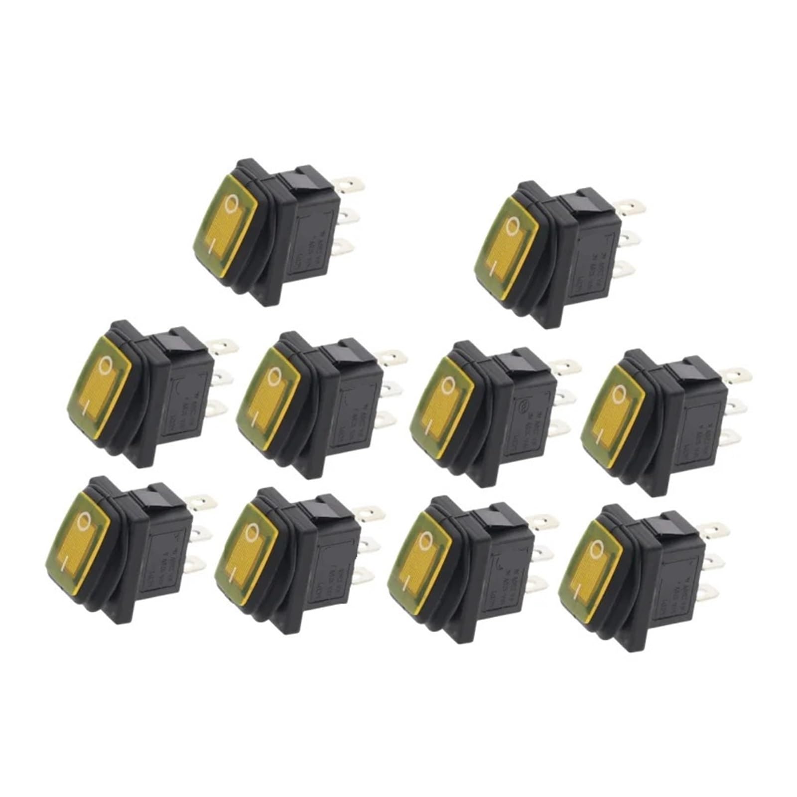 Interrupteur à bascule KCD1 jaune éliminez les pannes de commutation 12V 220V 10pcs - 8