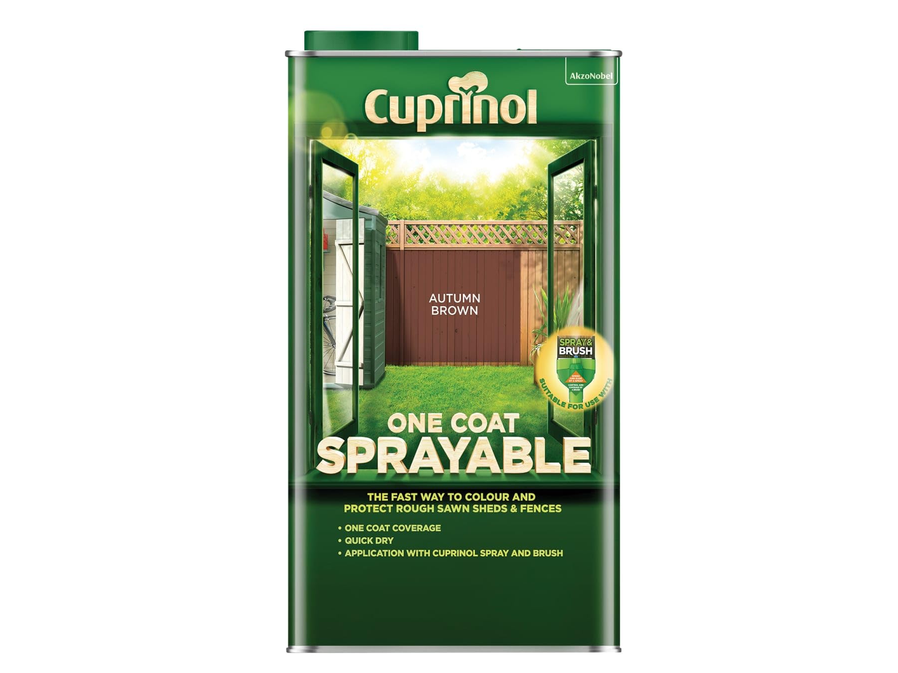 Cuprinol One Coat Sprayable Fence Treatment 5 Litre, Autumn Brown