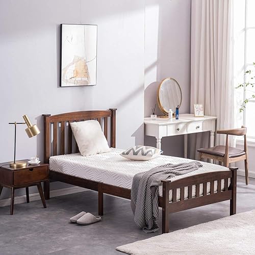 Miniatura 4 de Karl home Base de cama blanca tamaño Queen con cabecero, base de cama de madera con estribo, soporte de 12 listones de madera, no necesita somier