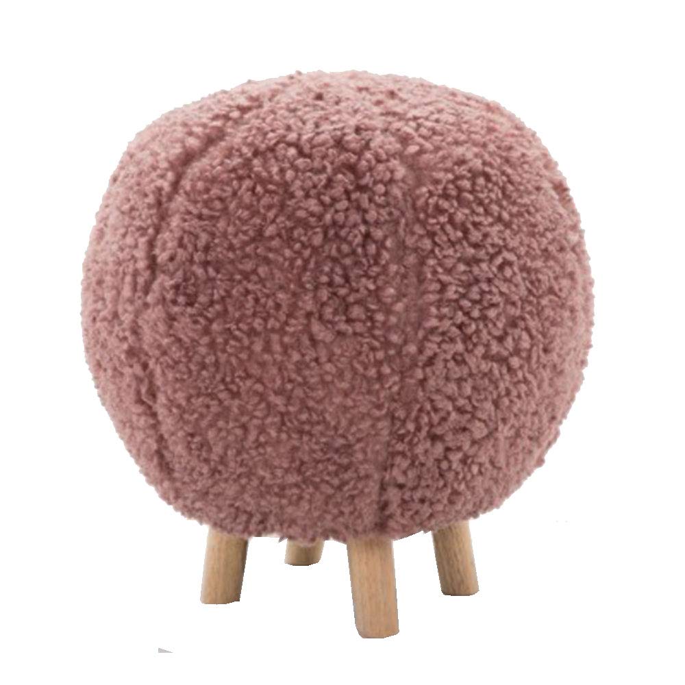 BTZHY Ottoman,Creative Solid Wood Ottoman Footstool/Washable Spherical Stool/Household Fabric Stool,37x43cm