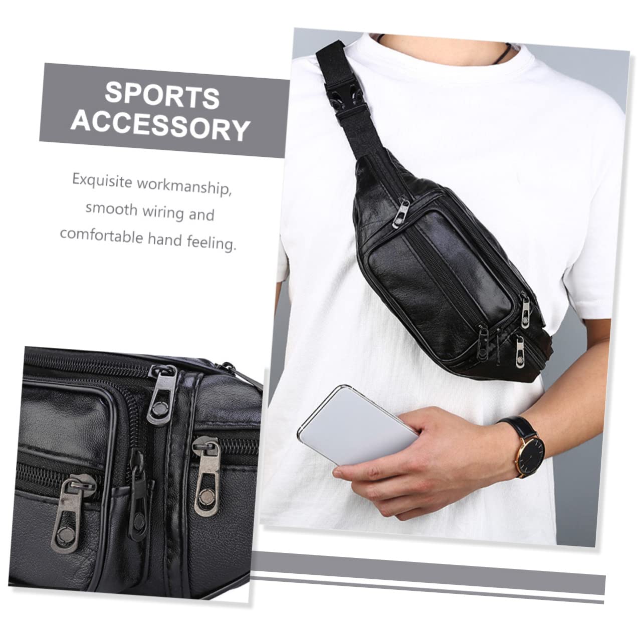 BESPORTBLE 2 Piezas Riñonera para Hombre Riñonera Oculta Cinturón para Correr Billetera para Teléfono Riñonera Bolsa para Exteriores Riñonera De Cuero para Viaje Riñonera para La